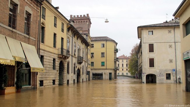 Innenstadt unter Wasser