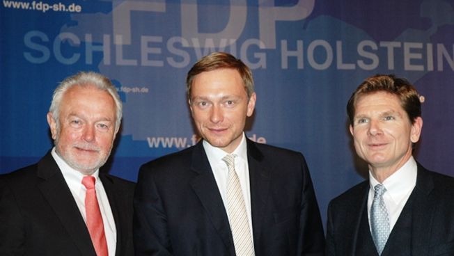 V.l.n.r.: Wolfgang Kubicki, Christian Lindner und Heiner Garg