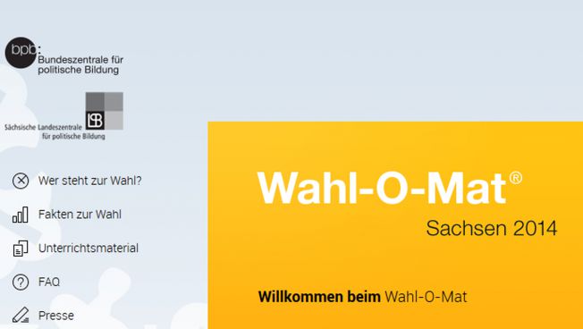 Wahl-o-mat zu Landtagswahl in Sachsen (Screenshot)