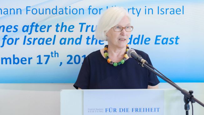 Irmgard Schwaetzer blickt an die Stiftungsarbeit in Israel und den palästinensischen Gebieten zurück. Bild: Aviad Waizman