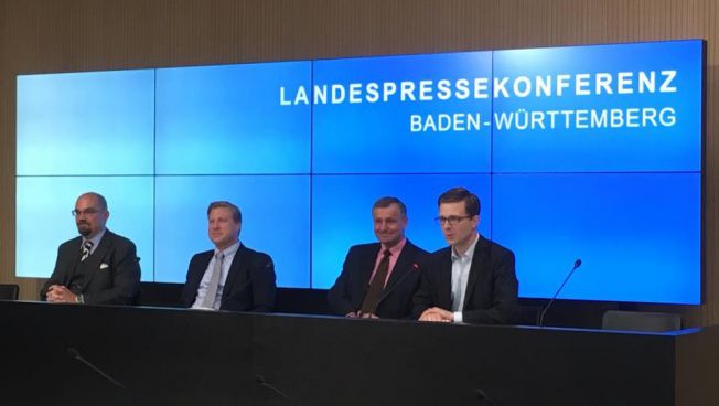 Hans-Ulrich Rülke und Nico Weinmann vor der Landespressekonferenz