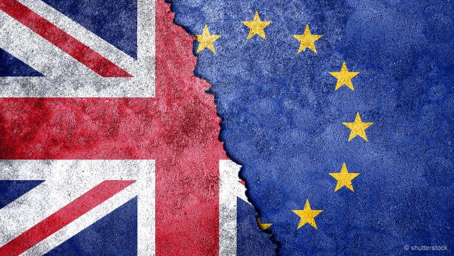Brexit, Großbritannien-Flagge, EU-Flagge